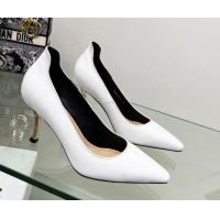 Luxury Dior D-Fame Calfskin Pumps 8cm Snow White 20211