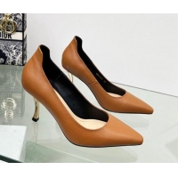 Best Price Dior D-Fame Calfskin Pumps 8cm Brown 2120212