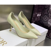 Good Quality Dior D-Fame Calfskin Pumps 8cm Cream White 120214