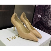 Good Product Dior D-Fame Patent Leather Pumps 8cm Beige 2120215