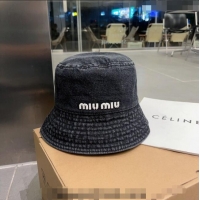 Famous Brand Miu Miu Denim Bucket Hat 051203 Black 2023