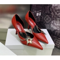 Hot Style Dior Star Chain Pumps 8.5cm Red 2120223