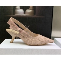 Lowest Price Dior J'Adior Slingback Pumps 6.5cm in Nude Macrame Embroidered Cotton 122318