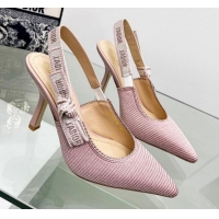 Popular Style Dior J'Adior Slingback Pumps 9.5cm in Pink Embroidered Cotton 122321