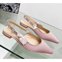 Luxury Dior J'Adior Slingback Ballerina Flat in Pink Embroidered Cotton 122323