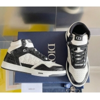 Luxurious Dior B27 High-Top Sneakers in Oblique Galaxy Leather and Calfskin Black/White 2122340