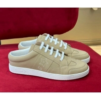 Duplicate Dior Star Calfskin Sneakers with Low Heel Tab Beige 122348