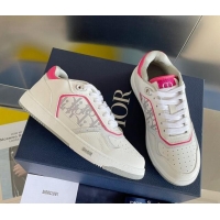 Duplicate Dior B27 Low-Top Sneakers in Calfskin White/Pink 122668