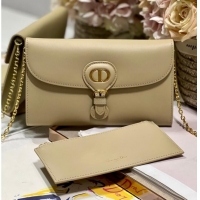 Good Product DIOR BOBBY EAST-WEST POUCH WITH CHAIN Smooth Calfskin S5703UBP Beige