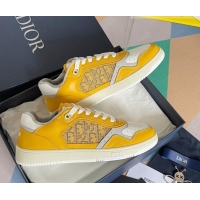 Good Quality Dior B27 Low-Top Sneakers in Calfskin and Oblique Canvas Yellow 122685