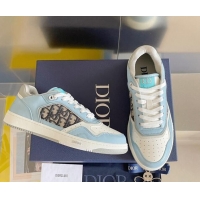 Low Price Dior B27 Low-Top Sneakers in Calfskin and Oblique Canvas Light Blue 122695