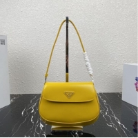 Top Quality Prada Cleo brushed leather shoulder bag with flap 1BD311 yellow