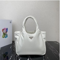 Famous Brand Prada Medium padded Soft nappa leather bag 1BG413 White