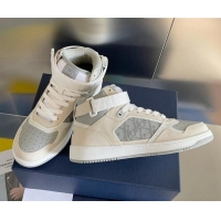 Best Grade Dior B27 High-Top Sneakers with Buckle in Calfskin White/Grey 1226109