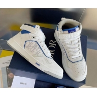 Sumptuous Dior B27 High-Top Sneakers with Buckle in Calfskin White/Blue 1226111