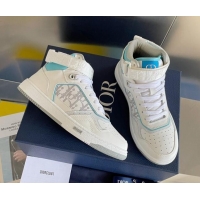 Stylish Dior B27 High-Top Sneakers with Buckle in Calfskin White/Blue 1226113