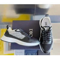 Purchase Dior B25 Runner Low-Top Sneakers in Black Smooth Calfskin and Mesh with Oblique Canvas 1226115