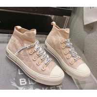 Grade Dior Walk'n'Dior High-top Sneakers in Nude Macrocannage Technical Mesh 2261123