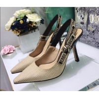 Feminine Dior J'Adior Slingback Pumps 9.5cm in Beige Linen 122892