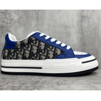 Classic Dior Fall Low-top Sneakers in Leather and Oblique Canvas Blue/Beige 122929