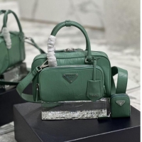 New Fashion Prada Antique nappa leather multi-pocket top-handle bag 1BB099 green