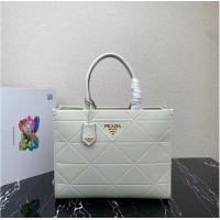 Reasonable Price Prada Large leather Prada Symbole bag with topstitching 1BA377 WHITE