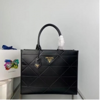 Super Quality Prada Large leather Prada Symbole bag with topstitching 1BA377 Black