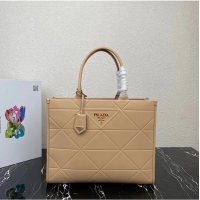 Super Quality Prada Large leather Prada Symbole bag with topstitching 1BA377 Sand Beige