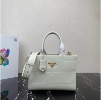 Good Quality Small leather Prada Symbole bag with topstitching 1HH039 white