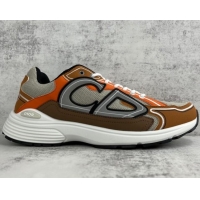 Top Grade Dior B30 Sneakers in Mesh and Technical Fabric Orange/Brown/Grey 122936