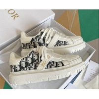 Good Quality Dior DIOR-ID Sneakers in Calfskin and Oblique Canvas White 122947