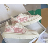 Perfect Dior DIOR-ID Sneakers in Toile de Jouy Reverse Print Calfskin Pink 122951