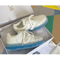 Good Product Dior DIOR-ID Sneakers in White Calfskin with Blue Clear Sole 122956