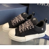 Popular Style Dior BY ERL B23 Skater Sneakers in Black Cotton Canvas 022820