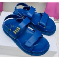 Top Design Dior DiorAct Calfskin Flat Strap Sandals Royal Blue 022830