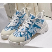 Lower Price Dior D-Connect Sneaker in Blue Multicolor Technical Fabric with Reve d'Infini Print 022832