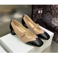 Good Quality Dior Spectadior Ballet Pumps 3.5cm in Perforated Calfskin Black/Nude 030225