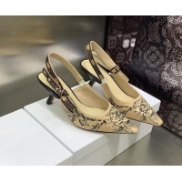 1:1 aaaaa Dior J'Adior Slingback Pumps 6.5cm in Beige Multicolor Embroidered Cotton with Jardin Botanique Motif 030238