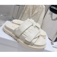 Good Looking Dior Dio(r)evolution Flat Slide Sandals in White Quilted Cannage Calfskin 030368