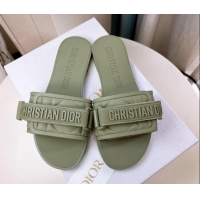 Unique Style Dior Dio(r)evolution Flat Slide Sandals in Quilted Cannage PVC Green 0321034