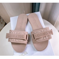 Top Grade Dior Dio(r)evolution Flat Slide Sandals in Quilted Cannage PVC Nude 0321035