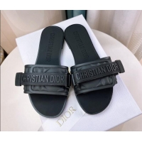 Good Looking Dior Dio(r)evolution Flat Slide Sandals in Quilted Cannage PVC Black 0321036