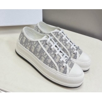 Good Quality Dior Walk'n'Dior Low-top Platform Sneakers in Grey Oblique Embroidered Cotton 321037