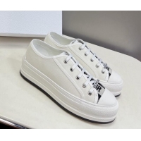 Pretty Style Dior Walk'n'Dior Low-top Platform Sneakers in White Cotton 0321039