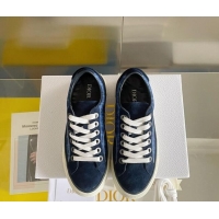 Luxurious Dior Walk'n'Dior Sneakers in Oblique and Suede Blue 0321043