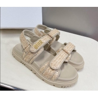 Durable Dior DiorAct Raffia Flat Strap Sandals Beige 0321046