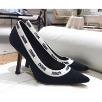 Comfortable Dior J'Adior Heel Pumps 9.5cm in Embroidered Fabric Black/White 0325059