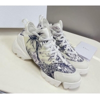 Good Quality or D-Connect Sneakers in Print Technical Fabric White/Blue 0329014