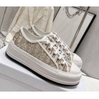 Top Grade Dior Walk'n'Dior Low-top Platform Sneakers in Gold Oblique Embroidered Cotton 0329026