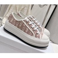 Sophisticated Dior Walk'n'Dior Low-top Platform Sneakers in Pink Oblique Embroidered Cotton 0329027